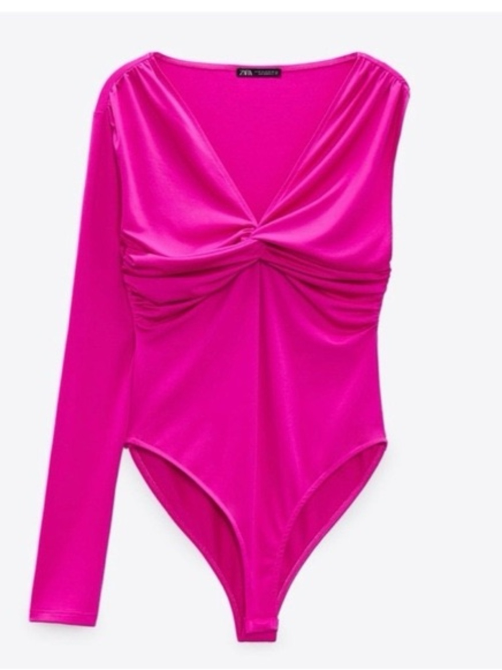 ZARA Hot Pink One-Shoulder Twist Front One-Piece